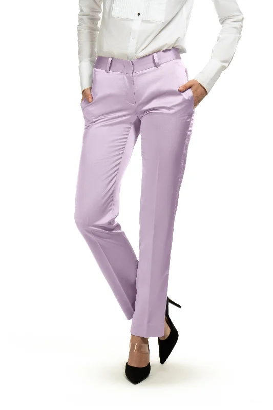 women's convertible pantsLavender Satin Slim Fit Tuxedo Pants w/ Satin Back Pocket