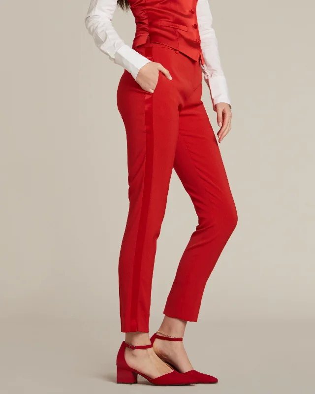 women's cashmere pantsRed Ultra Slim Fit Tuxedo Pants