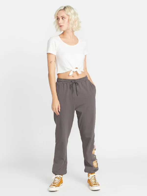 women's wide-leg pantsTruly Stoked Elastic Waist Fleece Pants - Slate Grey