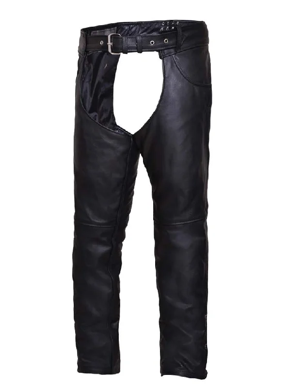 women's striped pants'Unik' Unisex Cowhide Premium Jean Pocket Chap - Black