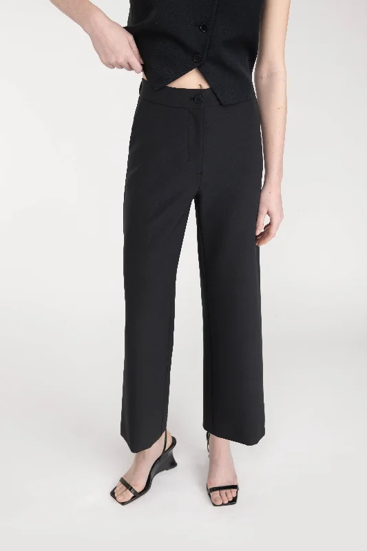 women's casual pantsHALF ELASTIC WIDE LEG PANT