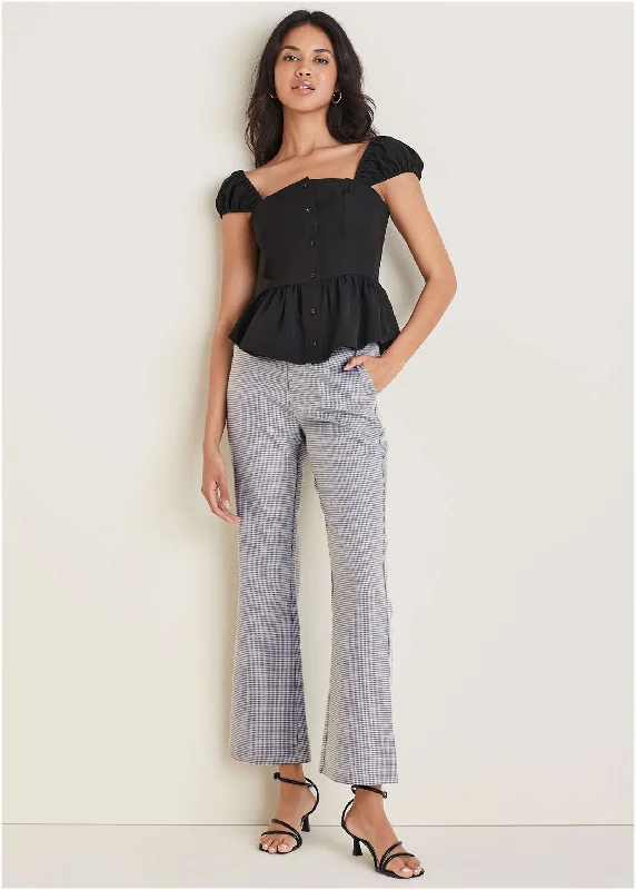 women's tall pantsHoundstooth Kick Flare Pant - Black Combo