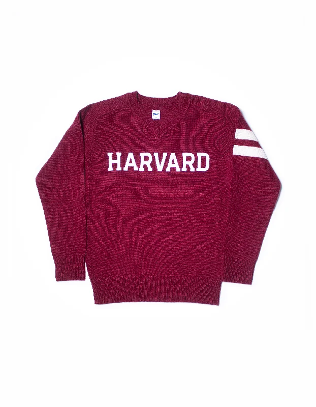 HARVARD WOOL V-NECK SWEATER - BURGUNDY