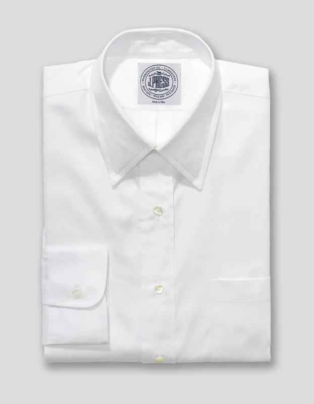 WHITE PINPOINT POINT COLLAR DRESS SHIRT