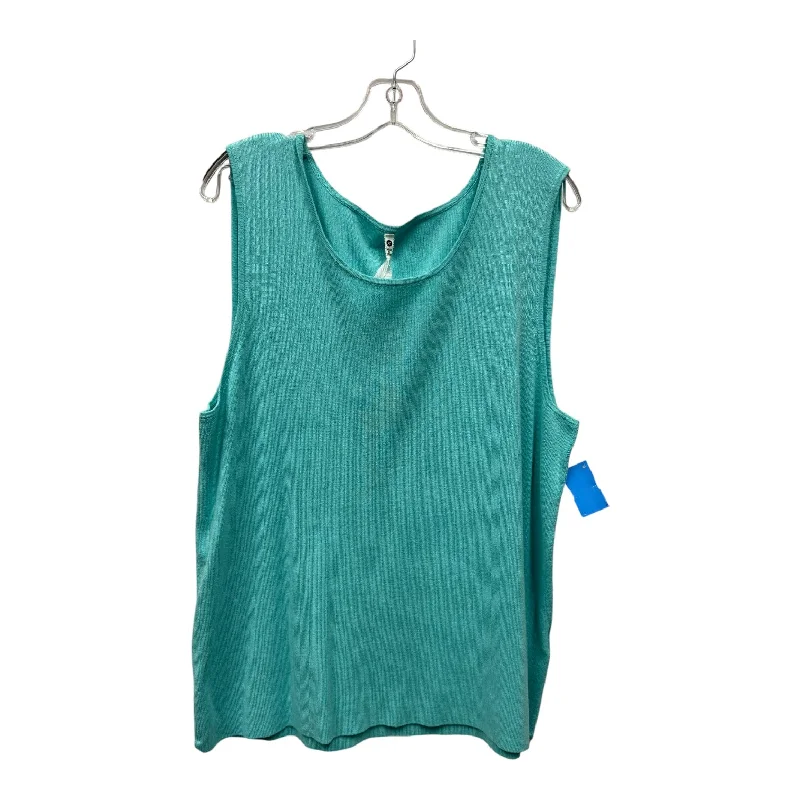 Top Sleeveless By Leo And Nicole In Blue, Size:2X