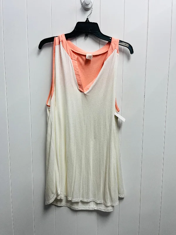 Top Sleeveless By Sew In Love In Orange & White, Size: 3x