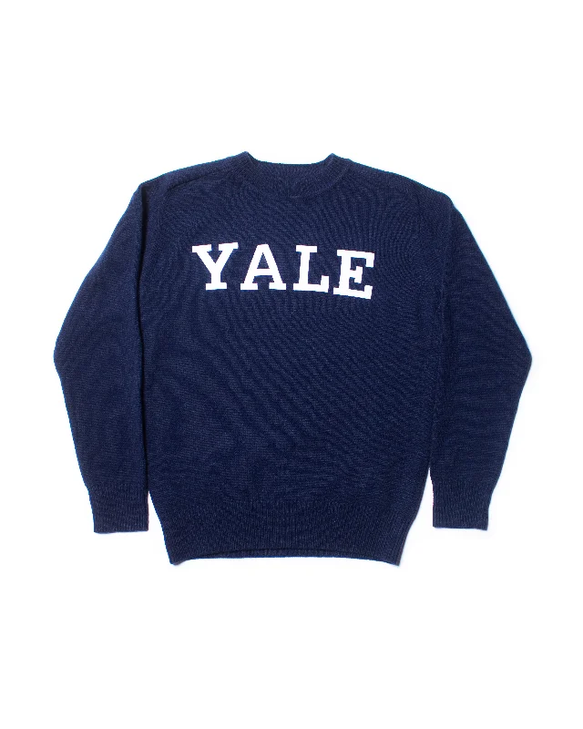 YALE WOOL CREW NECK SWEATER - NAVY