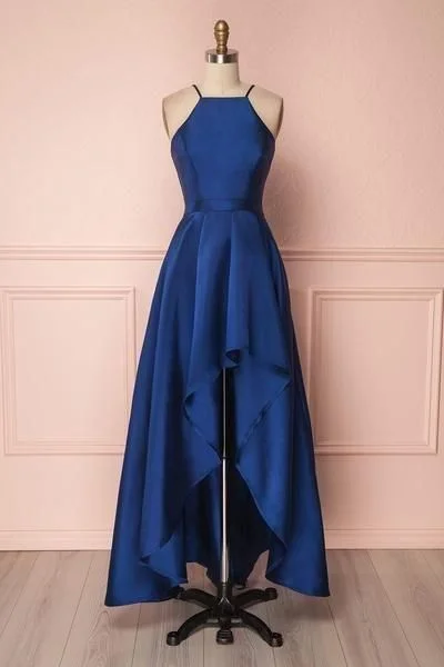 lace-up prom dressesA Line Halter High Low Prom Dresses      S3700