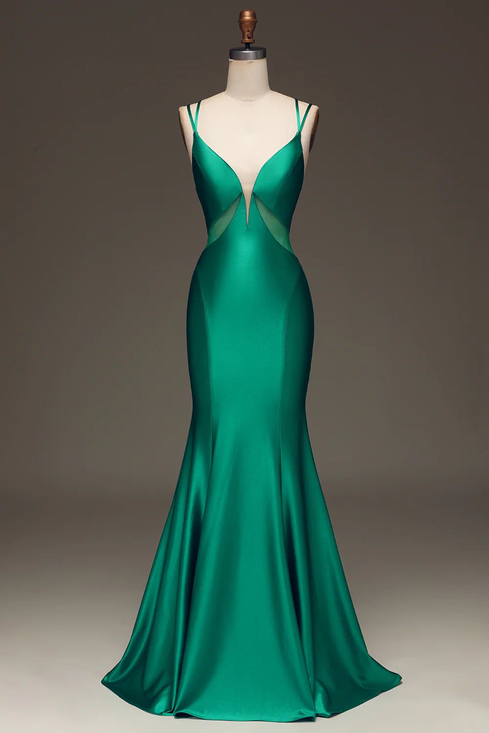 corset prom dressesAmzcw Green Deep V-neck Satin Mermaid Prom Dress with Lace-up Back