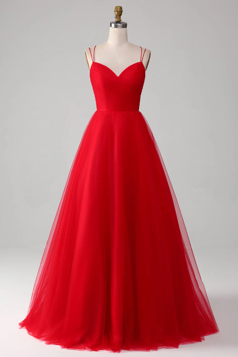 off-the-shoulder prom dressesAmzcw Red Ball-Gown/Princess V-Neck Tulle Pleated Long Prom Dress prom clothing