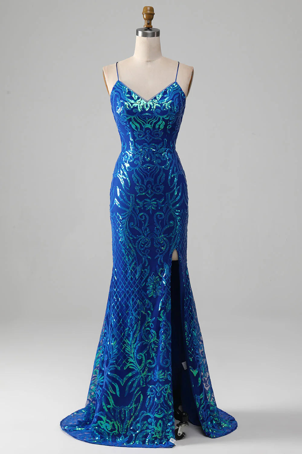 prom dresses for springAmzcw Royal Blue Mermaid Sparkly Sequin Long Prom Dress with Slit prom clothing