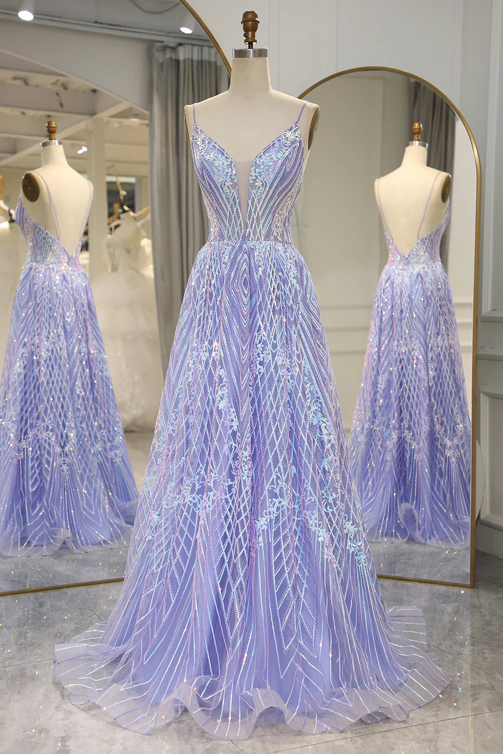 short prom dressesAmzcw Sparkly Lilac A-Line Backless Long Prom Dress With Appliques prom dresses with long sleeves