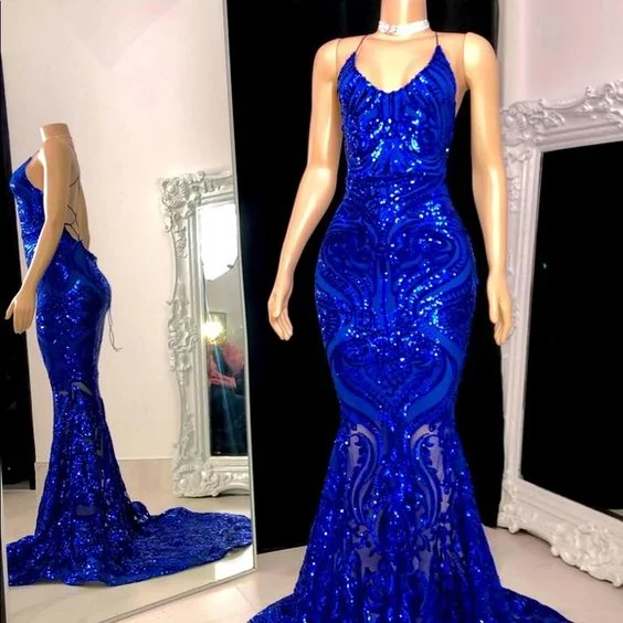 bodycon prom dressesRoyal blue Sequin Prom Dress    S3709