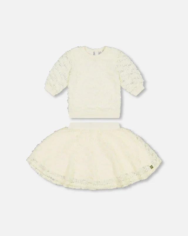 women's tulip skirtsEyelet Top And Skirt Set Off White