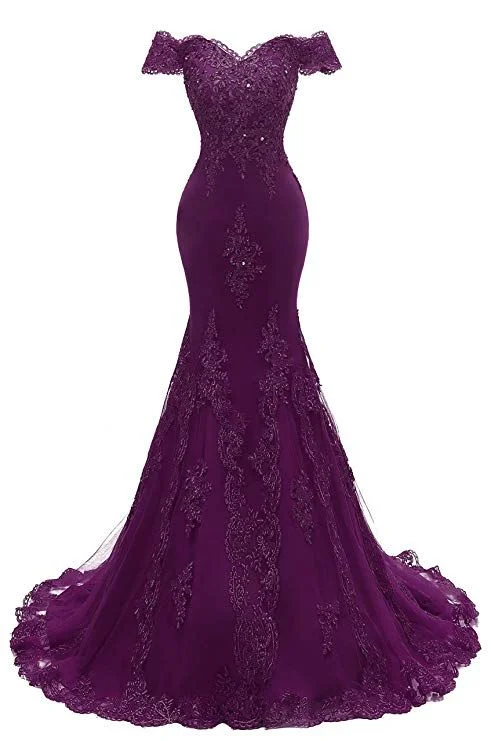 halter prom dressesMermaid Lace Prom Long Gowns Grape      S3877