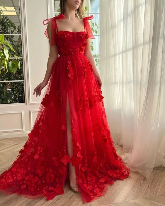 prom dresses for hourglass figuresRed Long Prom Dresses with Slit Elegant Formal Dresses         S3764