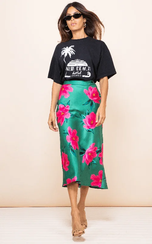 women's party skirtsRenzo Skirt in Pink on Green Tulip